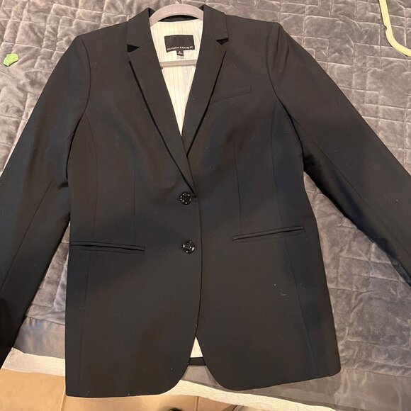 Banana Republic Black Wool Suit Blazer with Pinstripe Lining - Picture 4 of 8